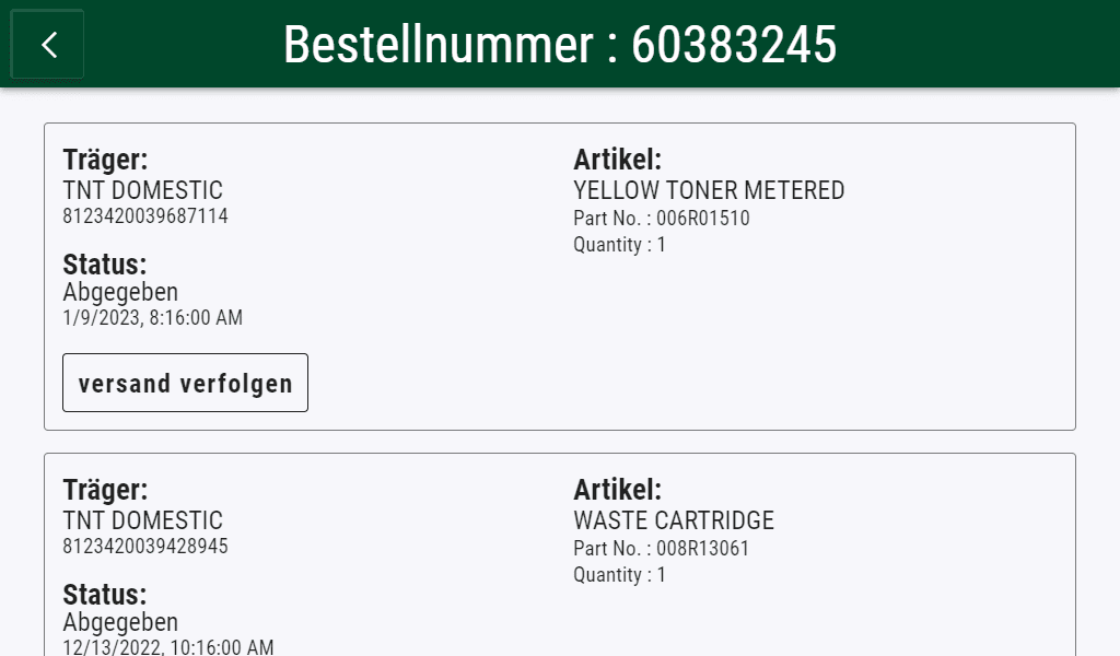 764bd89f-7212-4ed4-b87c-b567cd545999 Informationen über den Status und den Inhalt der Bestellung