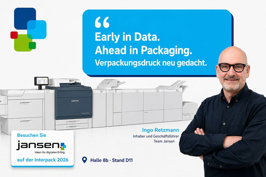 Early in Data. Ahead in Packaging. Team Jansen denkt Verpackungsdruck neu.